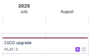 An epic scheduled from the start of July to the end of August 2025 on the Roadmap