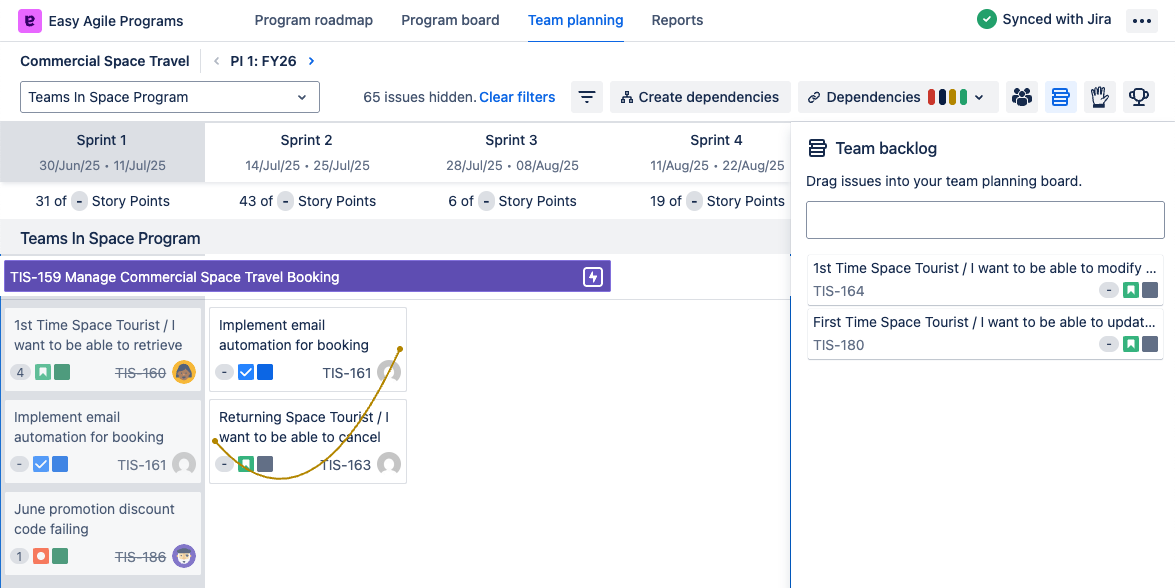 Team planning filter by roadmap Team backlog open.png