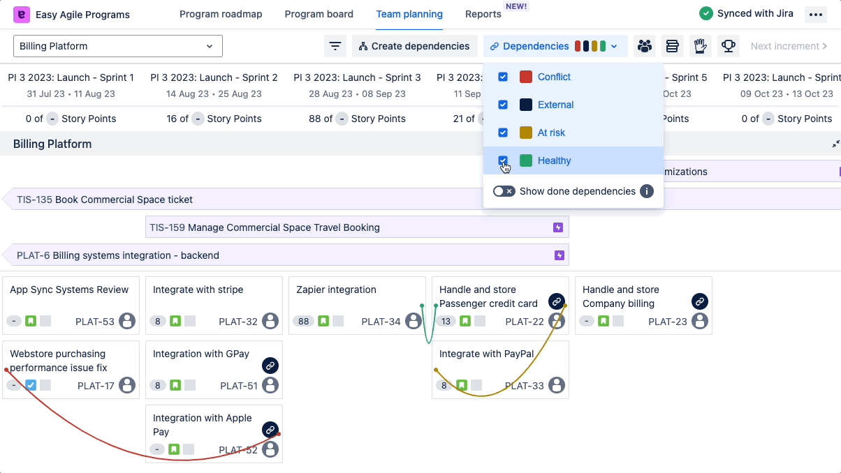 Team planning filter healthy dependencies 710.gif