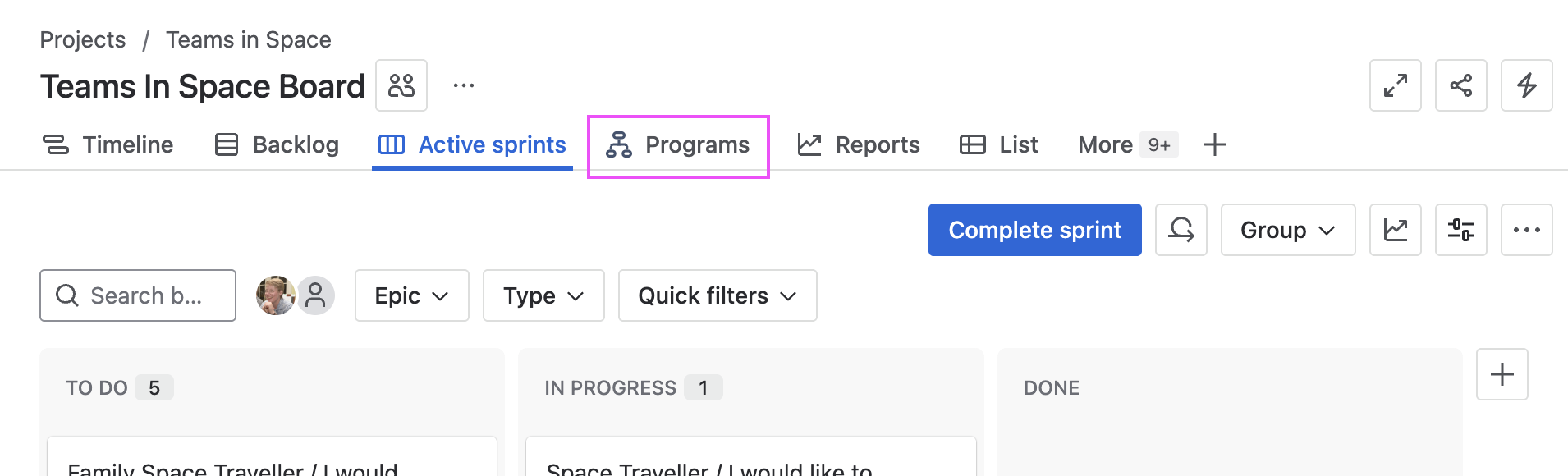 Jira Cloud Programs in tab bar highlighted.png