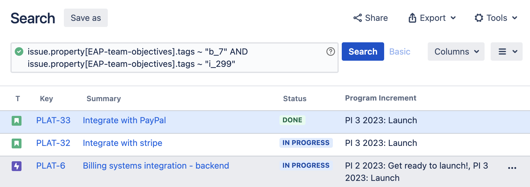 Jira DC JQL search by EAP-team-objectives tags.png