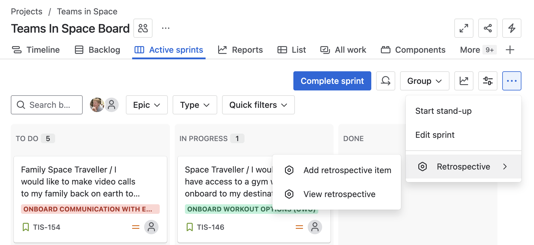 Cloud Add retro item from Active sprint.png