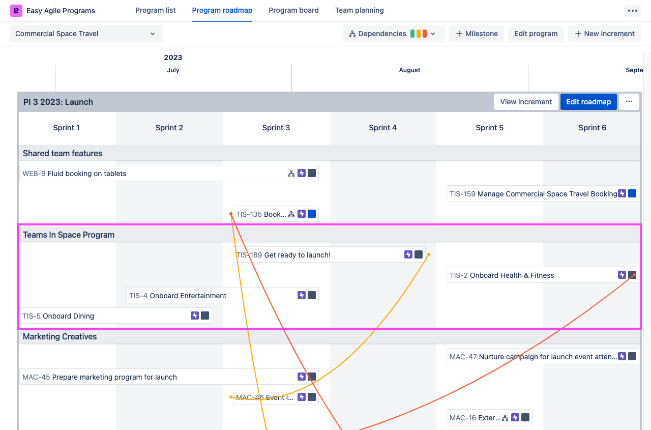 Program roadmap Teams in Space team board highlighted.png