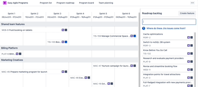 Scheduling on Edit Roadmap by searching, then dragging and dropping from the Roadmap backlog