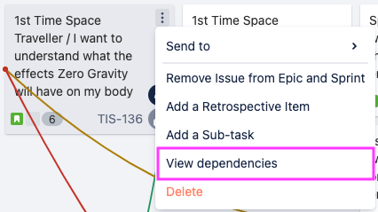 Three-dot menu expanded, with View dependencies option in the dropdown highlighted 