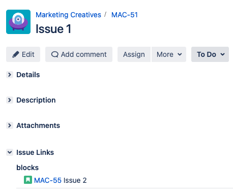 Jira DC Issue 1 blocks Issue 2.png