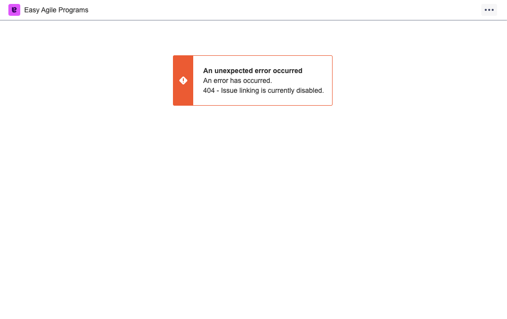Full page error message 404 Issue linking is currently disabled
