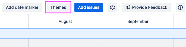 Right-hand end of Roadmaps toolbar with Themes button outlined