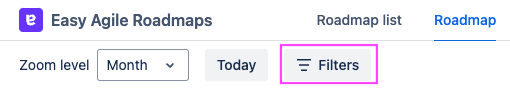 Left-hand of toolbar end with Filters button highlighted