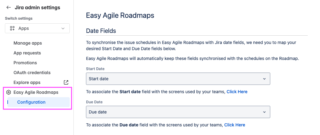 Jira Cloud Manage Apps Roadmaps Configuration highlighted.png