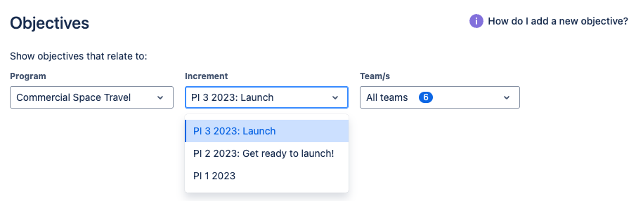 Programs Objectives report Increment dropdown.png