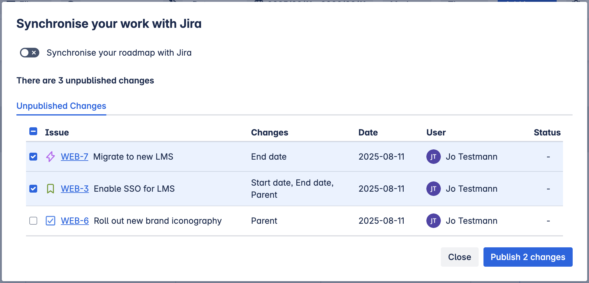 Synchronise your work disabled Publish 2 changes.png