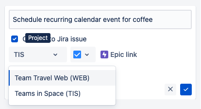 Retrospective create Jira issue action item project dropdown.png