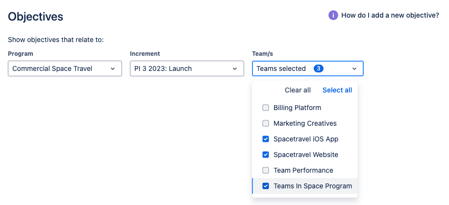 Programs Objectives report Teams dropdown.png