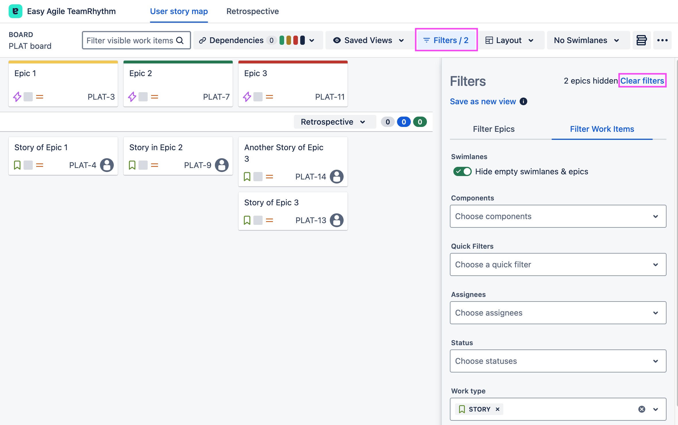 Story map Filters drawer Clear filters highlighted.png