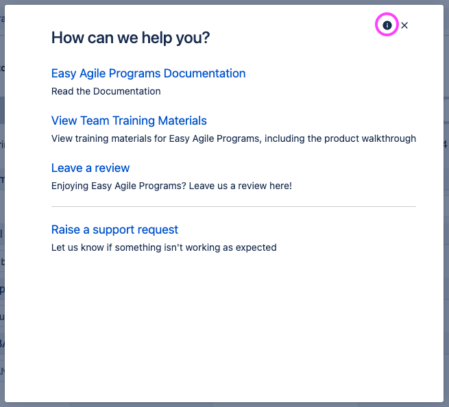 Easy Agile Programs help dialog support info button compact.png